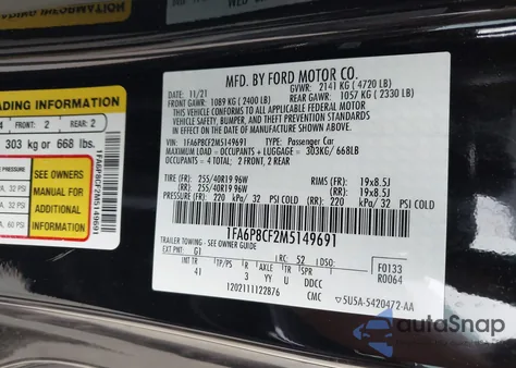 2021 Ford Mustang Gt Premium Fastback from USA, damaged, VIN 1FA6P8CF2M5149691